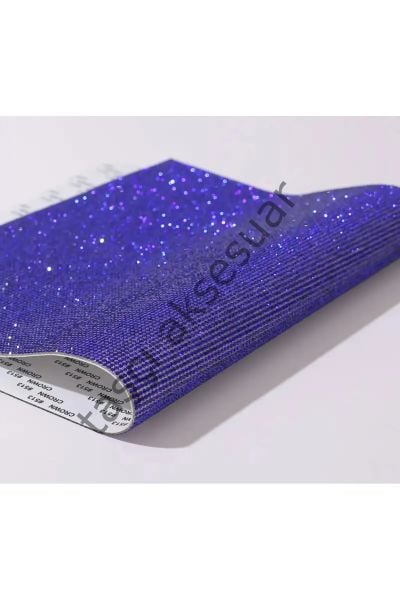 Taşlı Kristal Plaka Saks Mavi