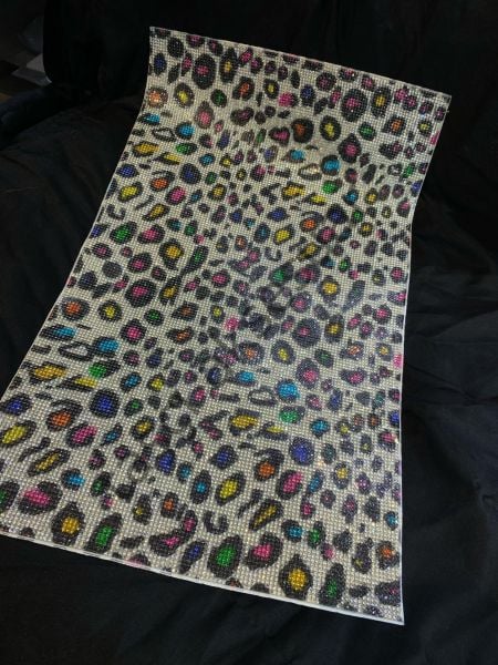 Taşlı Kristal Plaka Leopar Pati mix