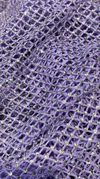TAŞLI KUMAŞ 100CM X 115 CM lila+gümüş
