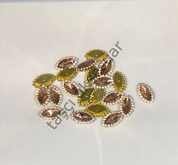 12x20 Kenarı Taşlı Cam Dikme Taş 50 adet rose pembe