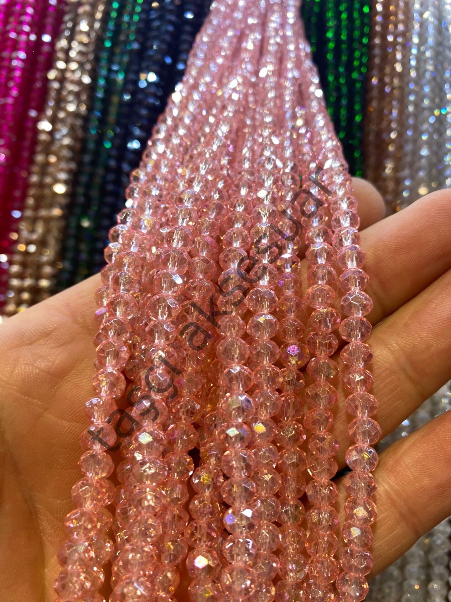 10 Dizi Kristal 6 mm - Pembe