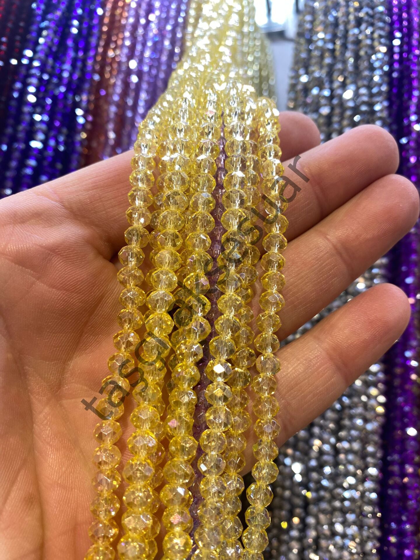 10 Dizi Kristal 6 mm - Sarı
