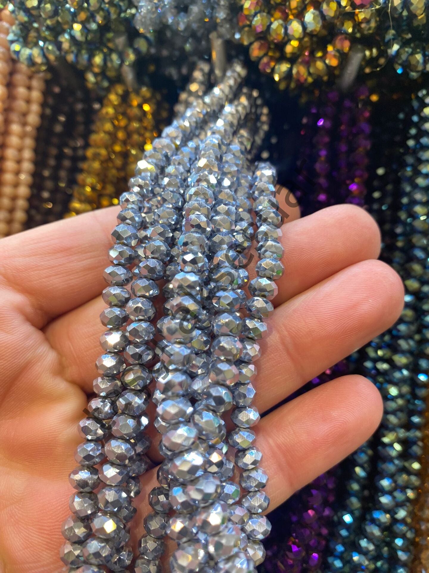 10 Dizi Kristal 6 mm - gümüş