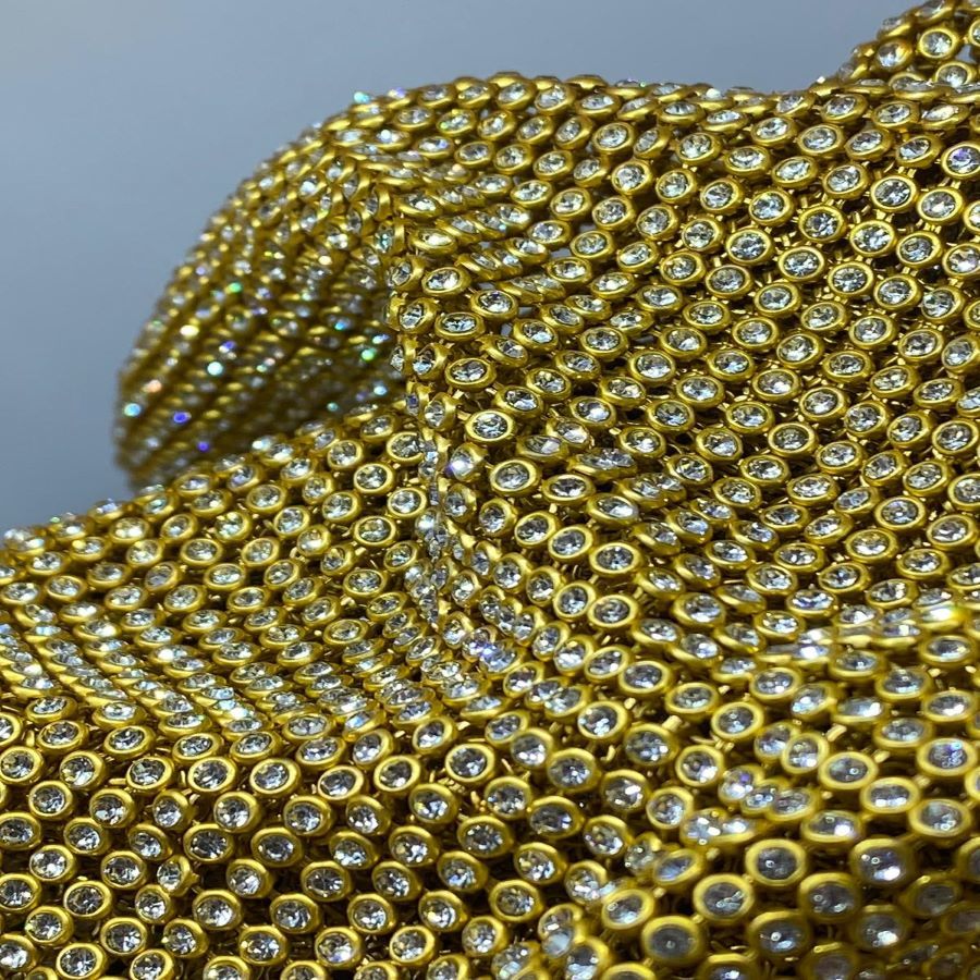 Kristal Taşlı Kumaş 120x45cm gold