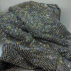 Kristal Taşlı Kumaş 120x45cm Siyah